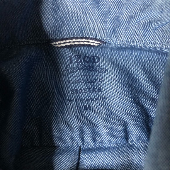 Izod Saltwater Blue Men Button Down Shirt Sz Med - Picture 3 of 4
